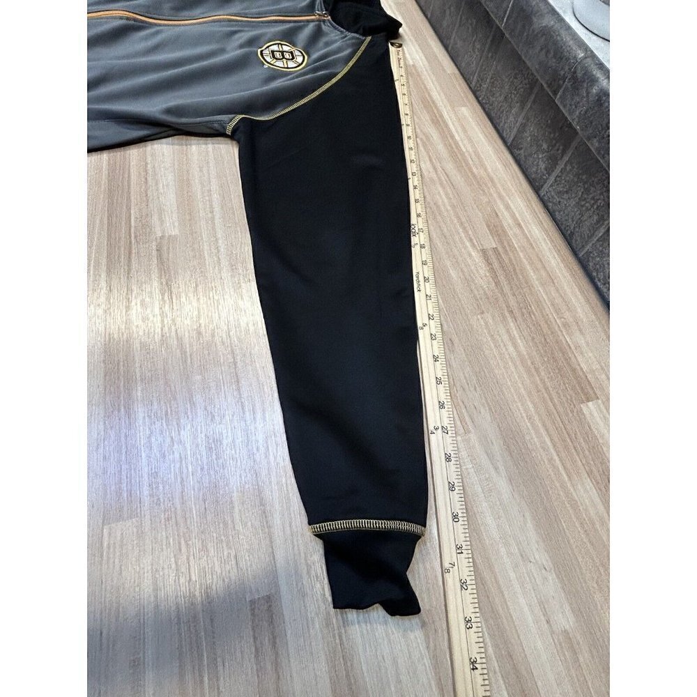 Boston Bruins Jacket Mens XLT Tall Black Yellow Spellout Long Sleeve Zip Front - Picture 10 of 13